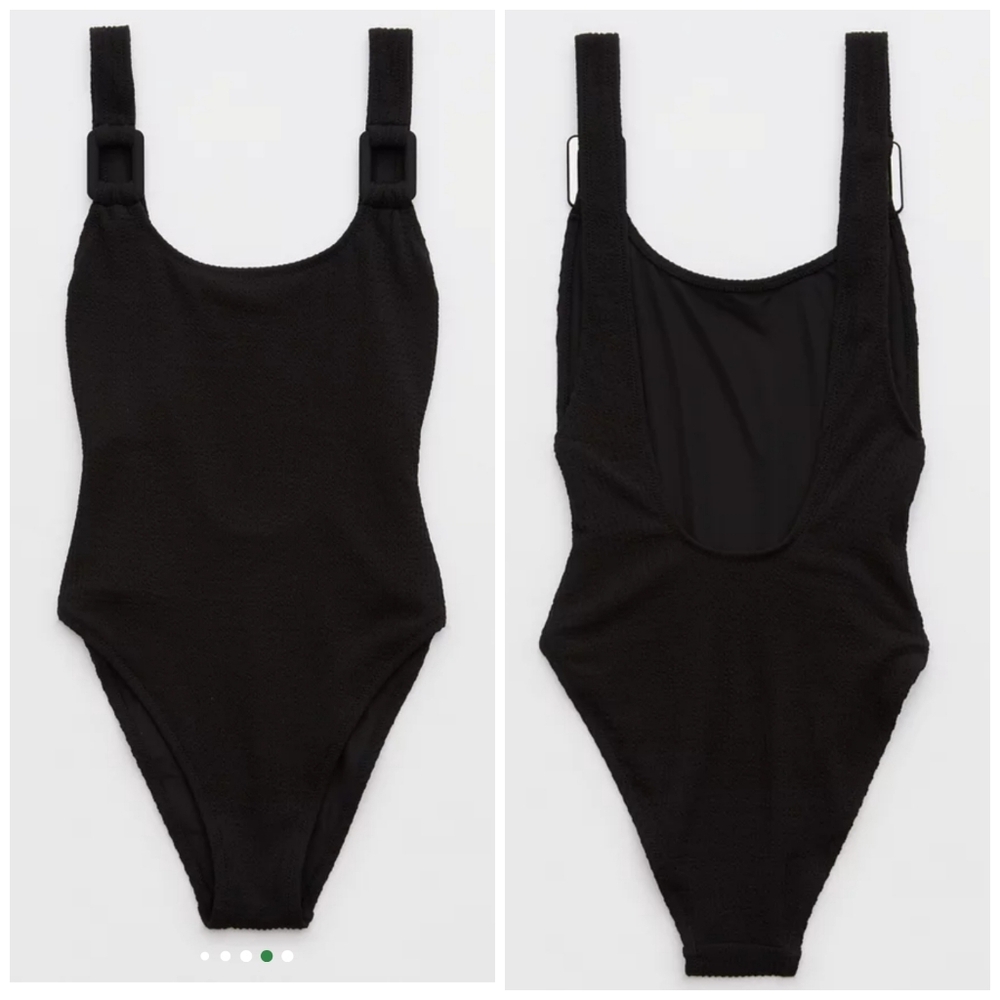 ​NWOT Aerie Crinkle Birthday Scoop Cheekiest One Piece Swimsuit  S UPF50 - Picture 15 of 16